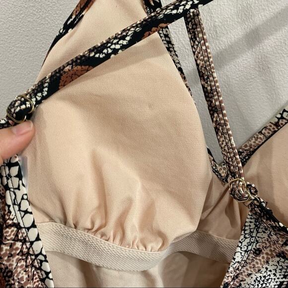 Kona Sol Animal Print Brown One Piece Swimsuit Medium Coverage NWT Sz M - Picture 6 of 9